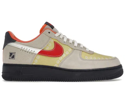 NIKE MEN'S NIKE AIR FORCE 1 LOW '07 LX SOMOS FAMILIA SNEAKERS IN SANDDRIFT/UNIVERSITY RED/LEMON WASH