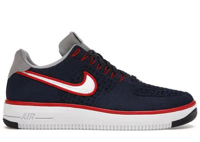 NIKE MEN'S NIKE AIR FORCE 1 ULTRA FLYKNIT LOW NEW ENGLAND PATRIOTS R.K.K. SNEAKERS IN COLLEGE NAVY BLUE/U