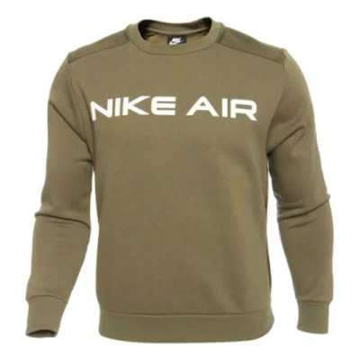 NIKE Men's Nike Air Logo Printing Round Neck Pullover Long Sleeves Olive