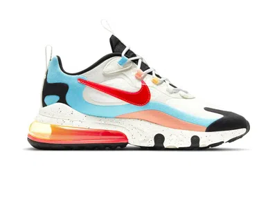 NIKE MEN'S NIKE AIR MAX 270 REACT THE FUTURE IS IN THE AIR SNEAKERS IN SUMMIT IN WHITE/INFRARED/SUMMIT WH