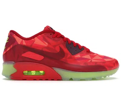 NIKE MEN'S NIKE AIR MAX 90 ICE SNEAKERS IN GYM RED/UNIVERSITY RED/LIGHT CRIMSON
