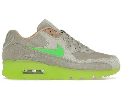 NIKE MEN'S NIKE AIR MAX 90 NEW SPECIES SNEAKERS IN PURE PLATINUM/ELECTRO GREEN/BIO BEIGE