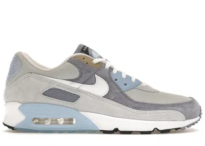 NIKE MEN'S NIKE AIR MAX 90 SNEAKERS IN GREY/ASHEN SLATE/LIGHT BLUE