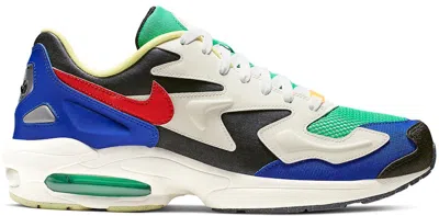 NIKE MEN'S NIKE AIR MAX2 LIGHT SNEAKERS IN DARK OBSIDIAN/SAIL/RACER BLUE