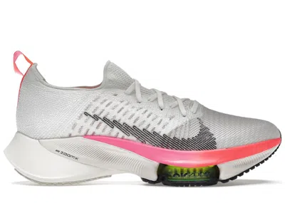 NIKE MEN'S NIKE AIR ZOOM TEMPO NEXT% FLYKNIT RAWDACIOUS SNEAKERS IN WHITE/WASHED CORAL/PINK BLAST