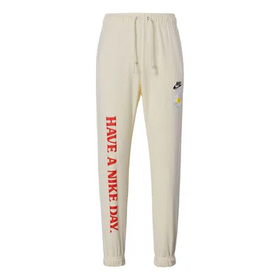 NIKE Men's Nike Alphabet Printing Daisy Sports Pants/Trousers/Joggers Creamy White