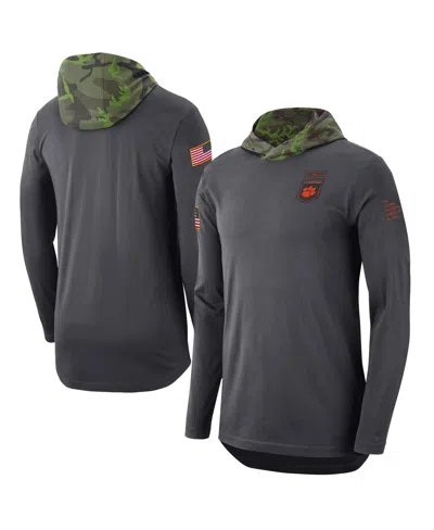NIKE MEN'S NIKE ANTHRACITE CLEMSON TIGERS MILITARY-INSPIRED LONG SLEEVE HOODIE T-SHIRT