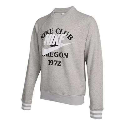 NIKE Men's Nike As Nsw Trend Ft Crew Large Logo Alphabet Printing Knit Sports Round Neck Pullover Light G