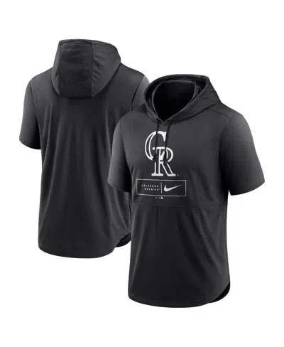 NIKE MEN'S NIKE BLACK COLORADO ROCKIES LOGO LOCKUP PERFORMANCE SHORT-SLEEVED PULLOVER HOODIE