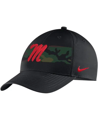 NIKE MEN'S NIKE BLACK OLE MISS REBELS MILITARY-INSPIRED PACK CAMO LEGACY91 ADJUSTABLE HAT