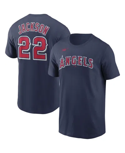 NIKE MEN'S NIKE BO JACKSON NAVY CALIFORNIA ANGELS COOPERSTOWN COLLECTION NAME AND NUMBER T-SHIRT