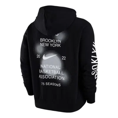 NIKE Men's Nike Brooklyn Nets Casual Sports Fleece Pullover Black