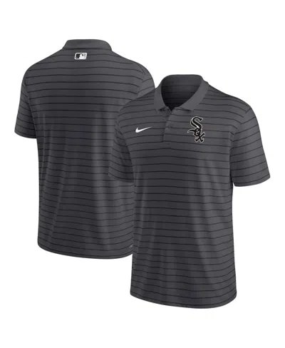 NIKE MEN'S NIKE CHARCOAL CHICAGO WHITE SOX AUTHENTIC COLLECTION VICTORY STRIPED PERFORMANCE POLO SHIRT