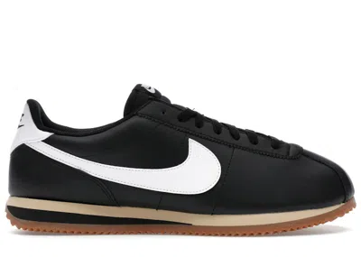 NIKE MEN'S NIKE CORTEZ WHITE SNEAKERS IN BLACK/GUM MEDIUM BROWN/SESAME