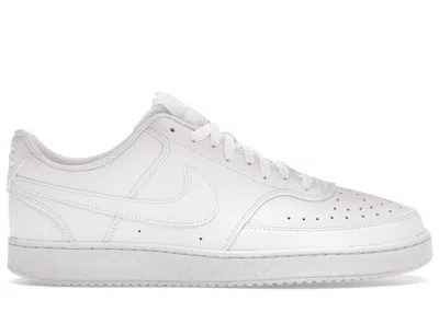 NIKE MEN'S NIKE COURT VISION LOW NEXT NATURE TRIPLE SNEAKERS IN WHITE