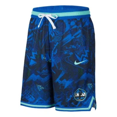 NIKE Men's Nike Dallas Mavericks Quick Dry Knit Breathable Sports Basketball Shorts Blue