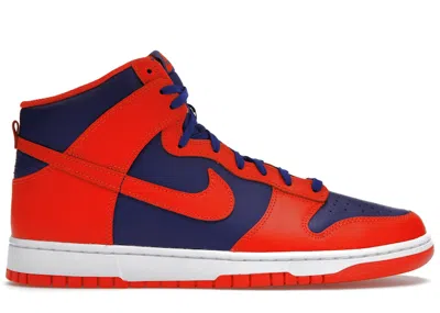 NIKE MEN'S NIKE DUNK HIGH KNICKS SNEAKERS IN ORANGE/DEEP ROYAL BLUE/WHITE