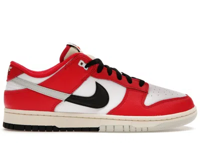 NIKE MEN'S NIKE DUNK LOW CHICAGO SPLIT SNEAKERS IN UNIVERSITY RED/BLACK/LIGHT SILVER