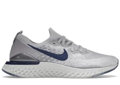 NIKE MEN'S NIKE EPIC REACT FLYKNIT 2 SNEAKERS IN VAST GREY/COASTAL BLUE/ATMOSPHERE
