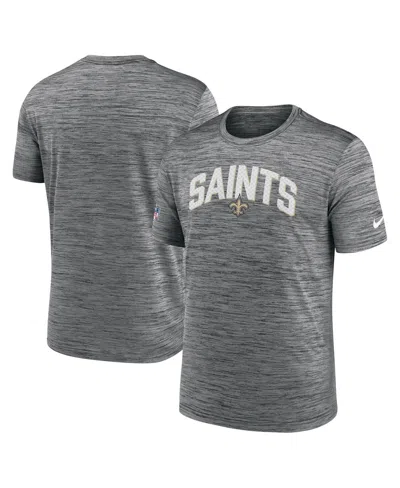 NIKE MEN'S NIKE GRAY NEW ORLEANS SAINTS VELOCITY ATHLETIC STACK PERFORMANCE T-SHIRT