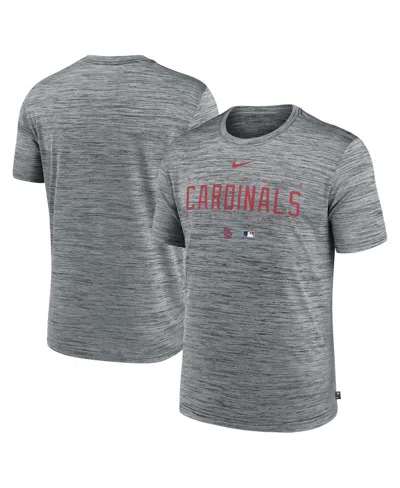 NIKE MEN'S NIKE HEATHER GRAY ST. LOUIS CARDINALS AUTHENTIC COLLECTION VELOCITY PERFORMANCE PRACTICE T-SHI