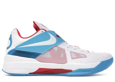 NIKE MEN'S NIKE KD 4 N7 SNEAKERS IN WHITE/DARK TURQUOISE