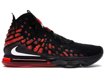 NIKE MEN'S NIKE LEBRON 17 INFRARED SNEAKERS IN BLACK/UNIVERSITY RED/WHITE