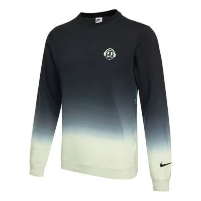 NIKE Men's Nike Logo Gradient Printing Round Neck Black