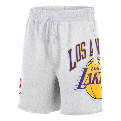 NIKE Men's Nike NBA Los Angeles Lakers Knit Alphabet Printing Straight Shorts Birch Color