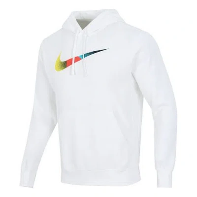 NIKE Men's Nike Nsw Bb Po Hdy Swsh Brnd Riff Contrasting Colors Logo Sports Pullover White