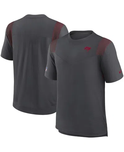 NIKE MEN'S NIKE PEWTER TAMPA BAY BUCCANEERS SIDELINE TONAL LOGO PERFORMANCE PLAYER T-SHIRT