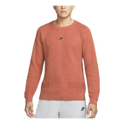 NIKE Men's Nike Round Neck Long Sleeves Casual Sports Pullover Knitwear Madder Root Brown