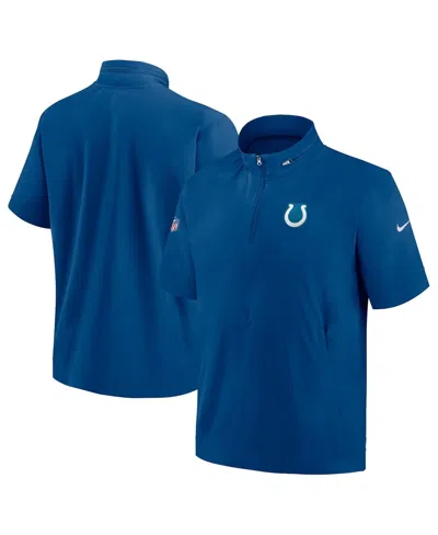 NIKE MEN'S NIKE ROYAL INDIANAPOLIS COLTS SIDELINE COACH SHORT SLEEVE HOODIE QUARTER-ZIP JACKET