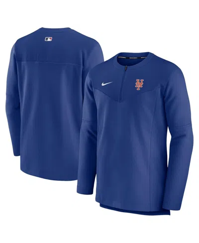 NIKE MEN'S NIKE ROYAL NEW YORK METS AUTHENTIC COLLECTION GAME TIME PERFORMANCE HALF-ZIP TOP