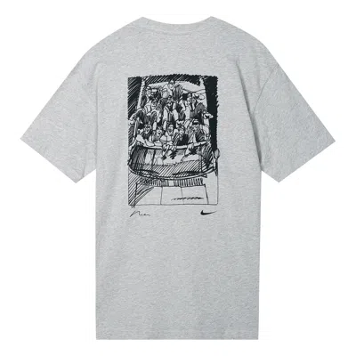 NIKE Men's Nike SB Back Graffiti Funny Pattern Printing Round Neck Short Sleeve Light Grey T-Shirt