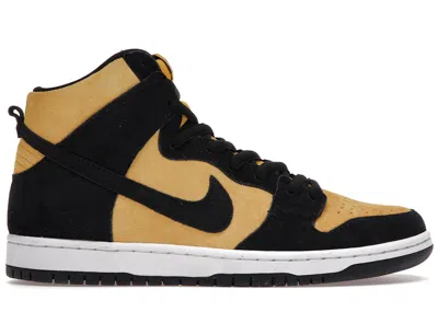 NIKE MEN'S NIKE SB DUNK HIGH PRO REVERSE GOLDENROD SNEAKERS IN VARSITY MAIZE/BLACK