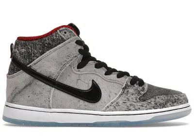 NIKE MEN'S NIKE SB DUNK HIGH SALT STAIN SNEAKERS IN BLACK/GYM RED