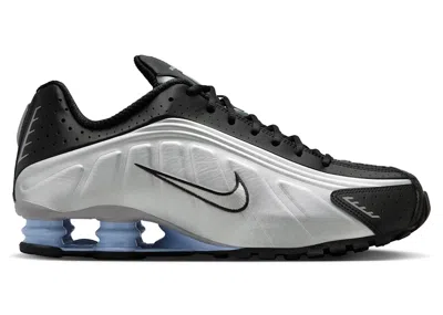 NIKE MEN'S NIKE SHOX R4 SNEAKERS IN METALLIC SILVER/BLACK/PSYCHIC BLUE