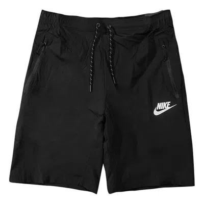 NIKE Men's Nike Solid Color Logo Printing Lacing Shorts Black