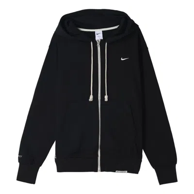 NIKE Men's Nike Solid Color Printing Logo Zipper Hooded Running Gym Jacket Black