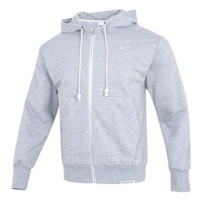NIKE Men's Nike Solid Color Printing Logo Zipper Hooded Running Gym Jacket Gray