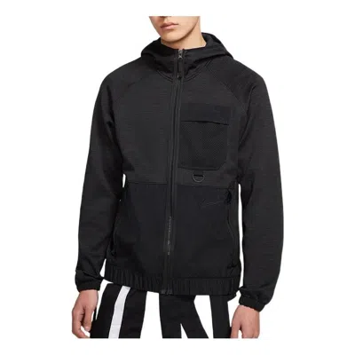 NIKE Men's Nike Solid Color Small Logo Embroidered Hooded Training Jacket Autumn Black