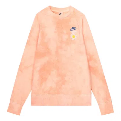 NIKE Men's Nike Sportswear Casual Sports Tie Dye Daisy Embroidered Round Neck Red