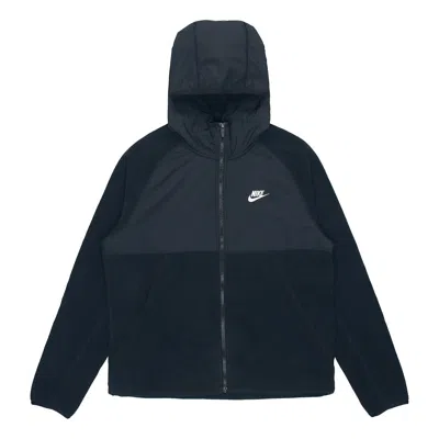 NIKE Men's Nike Sportswear Full-Length Zipper Cardigan Hooded Fleece Lined Jacket Black