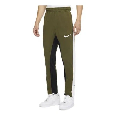 NIKE Men's Nike Sportswear Swoosh Contrast Color Stitching Knit Sports Pants/Trousers/Joggers Army Green