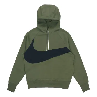 NIKE Men's Nike Sportswear Swoosh Tech Fleece Contrasting Colors Large Logo Printing Sports Military Gree