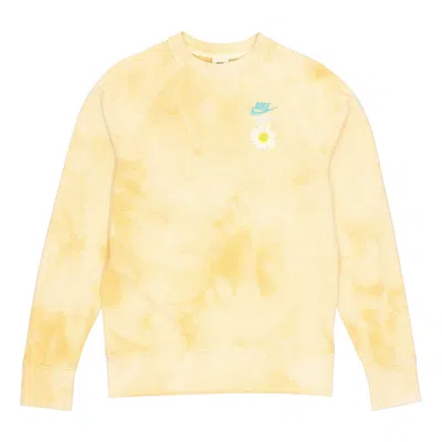 NIKE Men's Nike Sportswear Tie Dye Embroidered Daisy Round Neck Gold