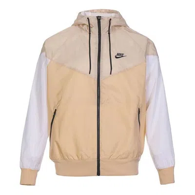 NIKE Men's Nike Sportswear Windrunner Sports Training Colorblock Logo hooded Woven Jacket Khaki