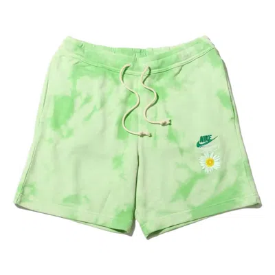 NIKE Men's Nike SportswearFrench Terry Solid Color Logo Flowers Embroidered Casual Shorts Light Green