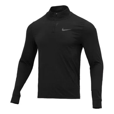 NIKE Men's Nike Training Sports Half Zipper Long Sleeves Black T-Shirt